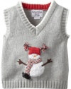 Kitestrings Baby-Boys Newborn Snowman Sweater Vest, Graphite, 0-3 Months