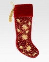 EXCLUSIVELY AT SAKS.COM. Ornate embroidery transforms this Christmas stocking in lush velvet, from renowned designer Sudha Pennathur. Handcrafted7½W X 21LVelvet with gold chintz embroidery and rayon cordDry cleanImported