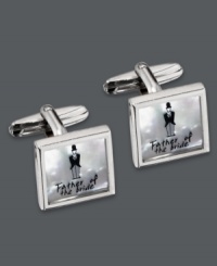Commemorate a very special day with these keepsake cuff links. Crafted from Mother of Pearl, the surface portrays a man in a tuxedo and top hat with the words Father of the bride. Crafted in sterling silver. Approximate diameter: 5/8 inch. Commemorate a very special day with these keepsake cuff links. Crafted from Mother of Pearl, the surface portrays a man in a tuxedo and top hat with the words Father of the bride. Crafted in sterling silver. Approximate diameter: 5/8 inch.