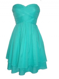 JESSICA SIMPSON Strapless Tiered Skirt Dress-AQUA GREEN-8 JESSICA SIMPSON Strapless Tiered Skirt Dress-AQUA GREEN-8