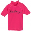 Hurley Girls 2-6x One And Only Crew Neck Rash Guard Shirt, Pink, Medium