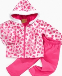 She'll heart this loveable windbreaker jacket and wind pants set by Penelope Mack. She'll heart this loveable windbreaker jacket and wind pants set by Penelope Mack.