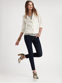 EXCLUSIVELY AT SAKS. This single-breasted wardrobe staple boasts a slightly boxier silhouette and cropped three-quarter sleeves.Foldover lapelsThree-button closureThree-quarter sleevesPrincess seamsAbout 29 from shoulder to hem70% polyester/30% rayonDry cleanImportedModel shown is 5'10 (177cm) wearing US size Small.ABOUT THE DESIGNER Former fourth-grade schoolteacher Kara Laricks always told her students to be true to themselves. EXCLUSIVELY AT SAKS. This single-breasted wardrobe staple boasts a slightly boxier silhouette and cropped three-quarter sleeves.Foldover lapelsThree-button closureThree-quarter sleevesPrincess seamsAbout 29 from shoulder to hem70% polyester/30% rayonDry cleanImportedModel shown is 5'10 (177cm) wearing US size Small.ABOUT THE DESIGNER Former fourth-grade schoolteacher Kara Laricks always told her students to be true to themselves.