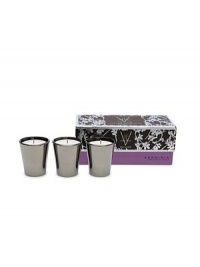 Experience the scent of white gardenia, karo karounde blossoms, crisp amaryllis and mediterranean cypress leaves. Created from all-natural beeswax combined with unique botanical waxes and the rarest and most seductive fine fragrance oils from around the world. Presented in nickel-finished glass. Burn time, 8 hours each. 1.5 oz. each. Experience the scent of white gardenia, karo karounde blossoms, crisp amaryllis and mediterranean cypress leaves. Created from all-natural beeswax combined with unique botanical waxes and the rarest and most seductive fine fragrance oils from around the world. Presented in nickel-finished glass. Burn time, 8 hours each. 1.5 oz. each.