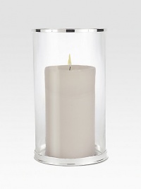 Elegant in its simplicity, a crystal column with silver-plated accents is ready to shed softly glowing candlelight. Candle not included 11H X 6D Imported Elegant in its simplicity, a crystal column with silver-plated accents is ready to shed softly glowing candlelight. Candle not included 11H X 6D Imported