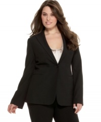 Plus size fashion with an air of sophistication. This suiting jacket from Calvin Klein's collection of plus size clothes features a notched collar and modern tailoring.