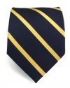 100% Silk Woven Midnight Navy and Gold Trad Striped Tie