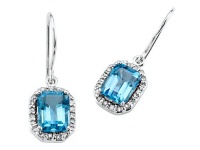 Genuine Blue Topaz Earrings by Effy Collection® in 14 kt White Gold