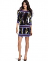 Ali Ro Women's Printed Jersey Border Shift Dress, Blue Heron Multi, 6