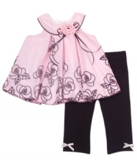 She'll look as pretty as a flower in this sweet pink and black set by Rare Editions. She'll look as pretty as a flower in this sweet pink and black set by Rare Editions.