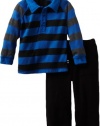 Splendid Littles Baby-Boys Newborn Charcoal Rugby Stripe Mix Polo Set, Royal, 3-6 Months