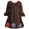 Size-6 BNJ-4451-B BROWN BELL SLEEVE MULTI BUTTON FLOWER BUBBLE KNIT Special Occasion Girl Party Dress,B34451 Bonnie Jean LITTLE GIRLS