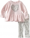 Calvin Klein Baby-girls Infant Tunic With Flower Print Leggings, Pink/Gray, 12 Months