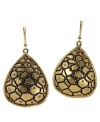 Snake charmer. Embossed python has an exotic effect on these dramatic teardrop earrings from T Tahari. Adorned with sparkling Colorado crystals, they're crafted in antique gold tone mixed metal (and nickel-free for sensitive skin). Approximate drop: 2 inches.