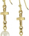 The Vatican Library Collection Cross and Pearl Drop Earrings