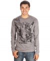 Soar to new style heights with this eagle graphic thermal by Marc Ecko Cut & Sew.