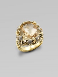 From the Tapestry Collection. A truly radiant design with a large, faceted champagne citrine stone accented with brilliant, pavé: diamonds set in 18k gold. Champagne citrineDiamonds, .46 tcw18k goldImported
