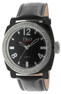 TKO ORLOGI Women's TK550-BK Milano Ice Swarovski Crystal Accented Black Plastic Case and Leather Strap Watch TKO ORLOGI Women's TK550-BK Milano Ice Swarovski Crystal Accented Black Plastic Case and Leather Strap Watch