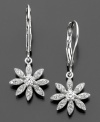 These flirty flower earrings by Eliot Danori are sure to dazzle. Round-cut crystal accents are set in rhodium-plated mixed metal. Approximate drop: 1 inch. Approximate diameter: 1/2 inch.