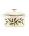 Part of the exquisite Holiday collection from Lenox, this two piece set of mini casserole dishes is a thoughtful gift for holiday hosts. Classic holly motif will bring festive cheer to all future celebrations.