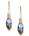Sweet iridescence. Kenneth Cole New York's shimmery two-tone earrings feature a blue and gold bead set in gold-plated mixed metal with beaded accents. Approximate drop: 1-3/4 inches.