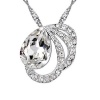 Contessa Bella Fancy Genuine 18k White Gold Plated Sparkling Clear Swarovski Austrian Crystal Elements Beautiful Teardrop Circles Circle of Life Love Women Charm Pendant Necklace Elegant Silver Color Crystal Fashion Jewelry