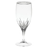 A classic pattern now features a platinum metal band creating pieces that are even more striking than the original. Wine, goblet, flute and iced beverage are available to make a full suite.