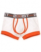 Outfitted with bright contrast trim and a logo waistband, these trunks make a fine choice for layer number one.