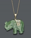Add statement-making style and a hint of good luck. Pendant features a symbolic elephant carved from dyed jade (22 mm x 30 mm). Setting and chain crafted in 14k gold. Approximate length: 18 inches. Approximate drop: 1 inch x 1-1/4 inches.