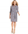 Slip into Charter Club's so soft shirtdress for classic, no-fuss style this summer. The graphic print and fluid drape makes it a flattering choice for day or night!