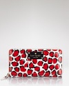 kate spade new york's latest zip-around wallet features a pebble print that is perfectly playful. With credit card slots, billfold, and a zip-top coin compartment, it's sure to keep the essentials safely stowed.