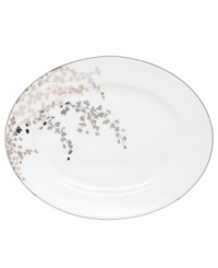 An instant classic from kate spade new york, this Gardner Street Platinum oval platter exudes contemporary elegance. Stems of platinum foliage flourish on fine white bone china, creating a stylized two-tone floral motif to freshen up your formal table. An instant classic from kate spade new york, this Gardner Street Platinum oval platter exudes contemporary elegance. Stems of platinum foliage flourish on fine white bone china, creating a stylized two-tone floral motif to freshen up your formal table.