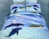 Dolce Mela DM427Q Swim with Dolphins Queen Duvet Cover Set