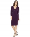 Lauren Ralph Lauren's quintessential day-to-night dress is crafted from sleek matte jersey with flattering batwing sleeves and gentle ruching at the shoulders, back and left hip. (Clearance)