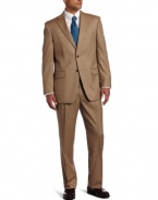 Jones New York Men's 2 Button Side Vent Tan Suit, Tan, 50 Regular