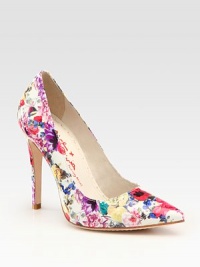 Painted florals in vivid spring hues adorn this patent leather silhouette, with a classic point toe. Self-covered heel, 4¼ (110mm)Printed patent leather upperPoint toeLeather lining and solePadded insoleImportedOUR FIT MODEL RECOMMENDS ordering one size up as this style runs small. Painted florals in vivid spring hues adorn this patent leather silhouette, with a classic point toe. Self-covered heel, 4¼ (110mm)Printed patent leather upperPoint toeLeather lining and solePadded insoleImportedOUR FIT MODEL RECOMMENDS ordering one size up as this style runs small.