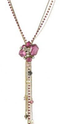 Betsey Johnson Iconic Fabulous Fuchsia Crystal Gem Multi-Chain Y-Shaped Necklace Betsey Johnson Iconic Fabulous Fuchsia Crystal Gem Multi-Chain Y-Shaped Necklace