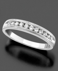 A ring with everlasting sparkle featuring round-cut diamonds (1/4 ct. t.w.) set in 14k white gold. A ring with everlasting sparkle featuring round-cut diamonds (1/4 ct. t.w.) set in 14k white gold.