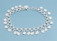 Sterling Silver Round Link Chain w/ Mini Butterflies Charm Bracelet Sterling Silver Round Link Chain w/ Mini Butterflies Charm Bracelet
