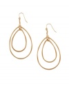 Simple design that takes your ensemble a long way. Jessica Simpson's double hoop earrings are the perfect last-minute touch. Crafted in worn gold tone mixed metal. Approximate drop: 2-1/2 inches.