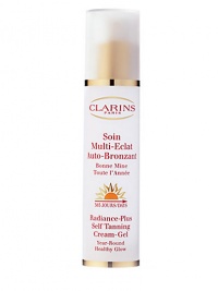 As featured in InStyle magazine's Best Beauty Buys. Radiance-Plus Self Tanning Cream-Gel. With one sweep of the hand, give your complexion moisture, vitality, and a subtle, sunless tan! Extend the radiant glow of summer, or brighten a tired-looking complexion all year-round, with this innovative moisturizer that enhances skin's radiance. 1.7 oz. Made in France. As featured in InStyle magazine's Best Beauty Buys. Radiance-Plus Self Tanning Cream-Gel. With one sweep of the hand, give your complexion moisture, vitality, and a subtle, sunless tan! Extend the radiant glow of summer, or brighten a tired-looking complexion all year-round, with this innovative moisturizer that enhances skin's radiance. 1.7 oz. Made in France.