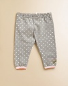 Slim-fitting, plush cotton design with bold polka dots and contrast ribbing on the hem.Elastic waistCottonMachine wash or dry cleanMade in France of imported fabric