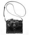 Get glossy with this high-shine design by Nine West. Polished silvertone hardware and a sleek crossbody design give this posh style day or night-time appeal.