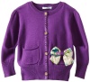 Hartstrings Girls 2-6X Toddler Cardigan Sweater With Floral Print Bow, Wine Posey, 2T