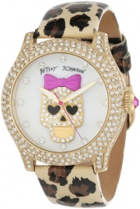Betsey Johnson Women's BJ00019-25 Analog Skull Dial and Leopard Printed Strap Watch Betsey Johnson Women's BJ00019-25 Analog Skull Dial and Leopard Printed Strap Watch