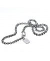 A traditional rolo chain with a little extra oomph. This men's necklace by the Simmons Jewelry Co. features a stainless steel rolo link chain with diamond accents. Logo dog tag charm featured at clasp. Approximate length: 22 inches.