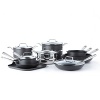Equipped with hard nonstick anodized surfaces, straining glass lids and pour spouts, this comprehensive set from All-Clad provides the home cook everything necessary for exciting culinary adventures.