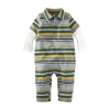 Tea Collection Baby-Boys Infant Ski Stripe Layered Romper, Blue, Small