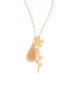 THE LOOKDruzy pendantBubble stick detailTiny leaf accent Textured prong setting18k yellow goldplated brassHook claspTHE MEASUREMENTPendant length, about 1.75Length, about 20ORIGINMade in USA