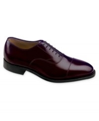A truly classic, elegant pair of oxford men's dress shoes crafted in soft Italian calf leather with leather lining, with a smooth cap toe and classic welt construction. Imported. A truly classic, elegant pair of oxford men's dress shoes crafted in soft Italian calf leather with leather lining, with a smooth cap toe and classic welt construction. Imported.